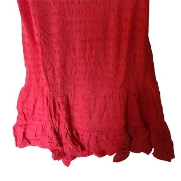 Anthropologie Flounced Open-Back Mini Dress Teaberry Coral L Large NWT Texturize - Picture 9 of 14